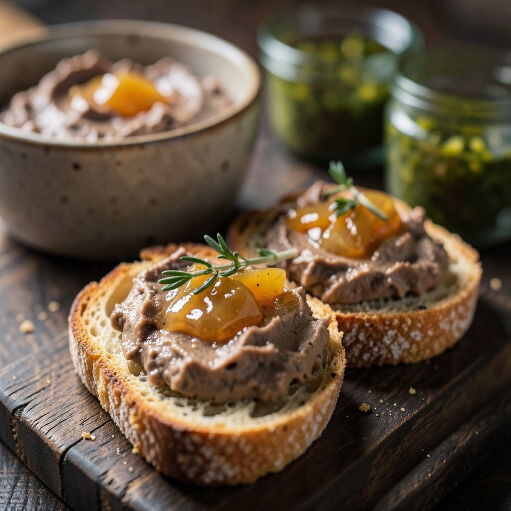 Сливочный паштет из куриной печени с яблочно-луковым конфитюром — фото готового блюда